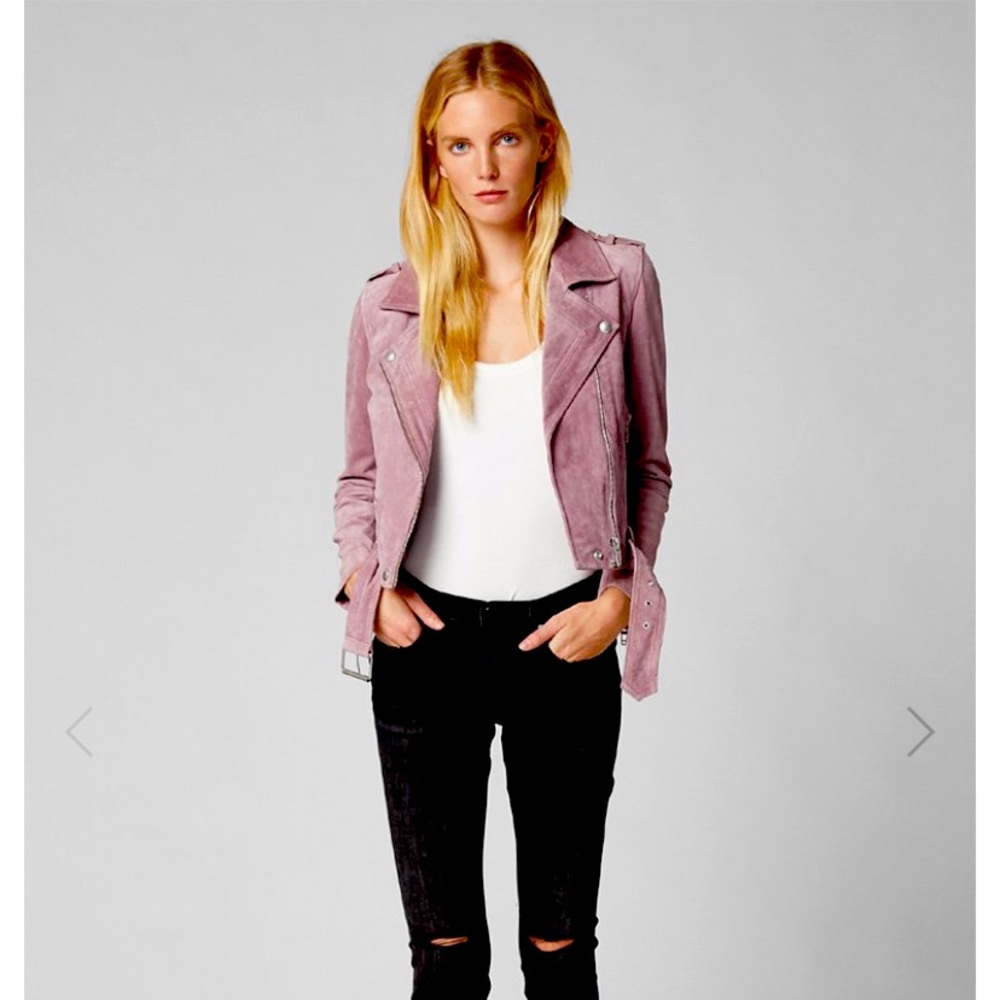 Womens Mauve Suede Moto Jacket - Brand